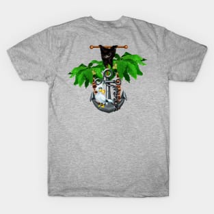 Anchor with funny gull and palm trees T-Shirt